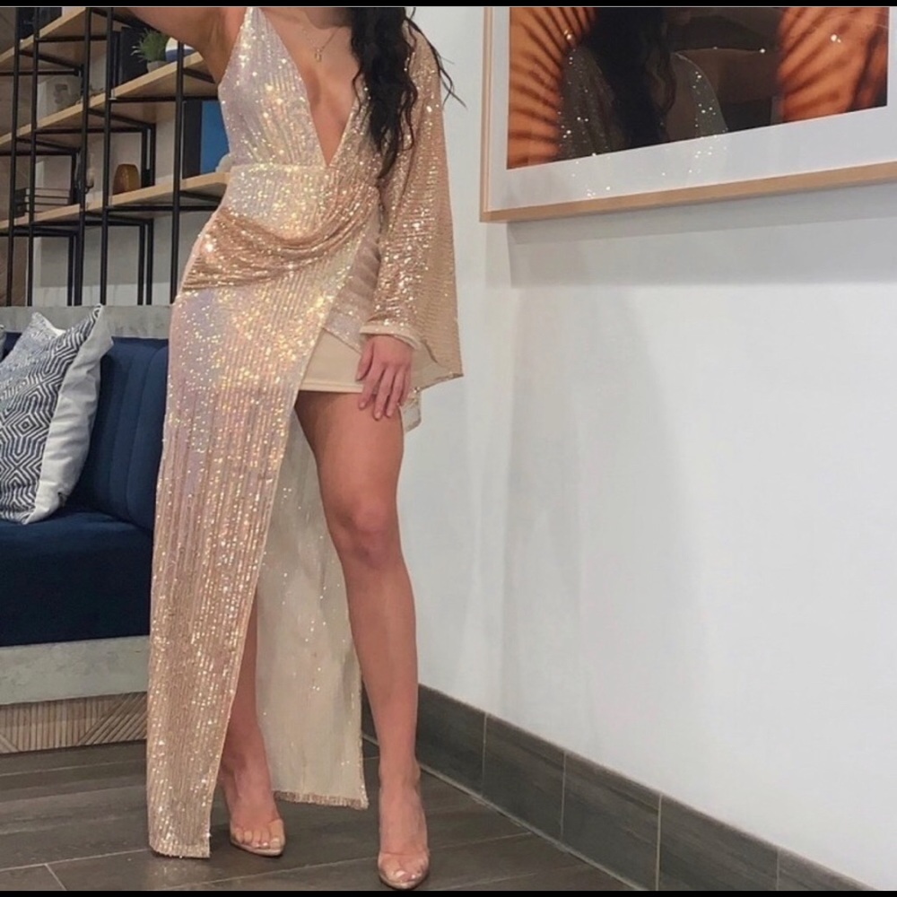 Rose gold sequined gown